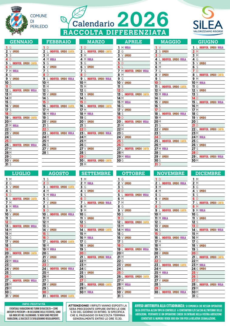 Eco Calendario Silea 2026